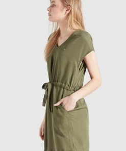 Khujo ANNELI - Vestido Vaquero - Khaki Gewaschen, Mujer -Ofertas KHUJO Tienda 074f217253e34e5dbaae64a68b742c01