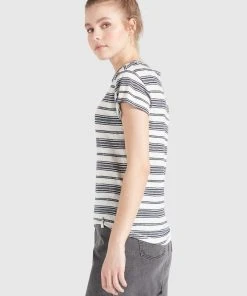 Khujo MATAMA - Camiseta Estampada - Naturweiß-dunkelblau Gestreift, Mujer -Ofertas KHUJO Tienda 233115580e984f328d5fe808a21c6841