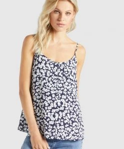 Khujo ELLEN - Blusa - Dunkelblau Weiß Geblümt, Mujer