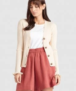 Khujo SUSTU - Chaqueta De Punto - Beige, Mujer