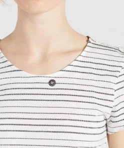 Khujo RAFAELA - Camiseta Estampada - Weiß-schwarz Gestreift, Mujer -Ofertas KHUJO Tienda 4ee85677129547bb8b59b3833abca78e