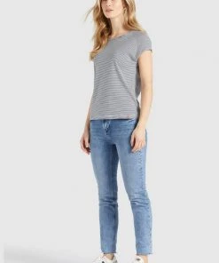 Khujo BABSI - Camiseta Estampada - Weiß Blau Gestreift, Mujer -Ofertas KHUJO Tienda 7c38ced34a8b40fda80b25eaa128efc9