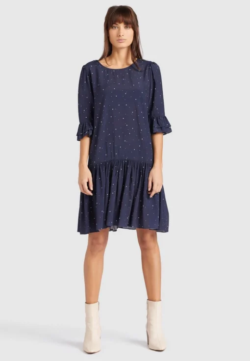 Khujo FREMA - Vestido Informal - Dark Blue, Mujer -Ofertas KHUJO Tienda 85cc716a935f40a6a57ee8d7f579290f