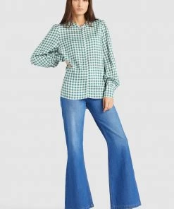 Khujo DAMINA - Blusa - Green/white, Mujer