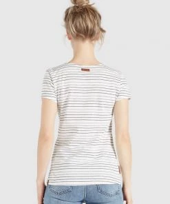 Khujo RAFAELA - Camiseta Estampada - Weiß-schwarz Gestreift, Mujer -Ofertas KHUJO Tienda 8f8855c559754662ada9b1d5b19f5823