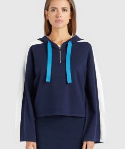 Khujo ZENGINA - Jersey Con Capucha - Blue/white, Mujer