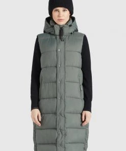 Khujo MAGNETA MATT - Chaleco - Graugrün, Mujer