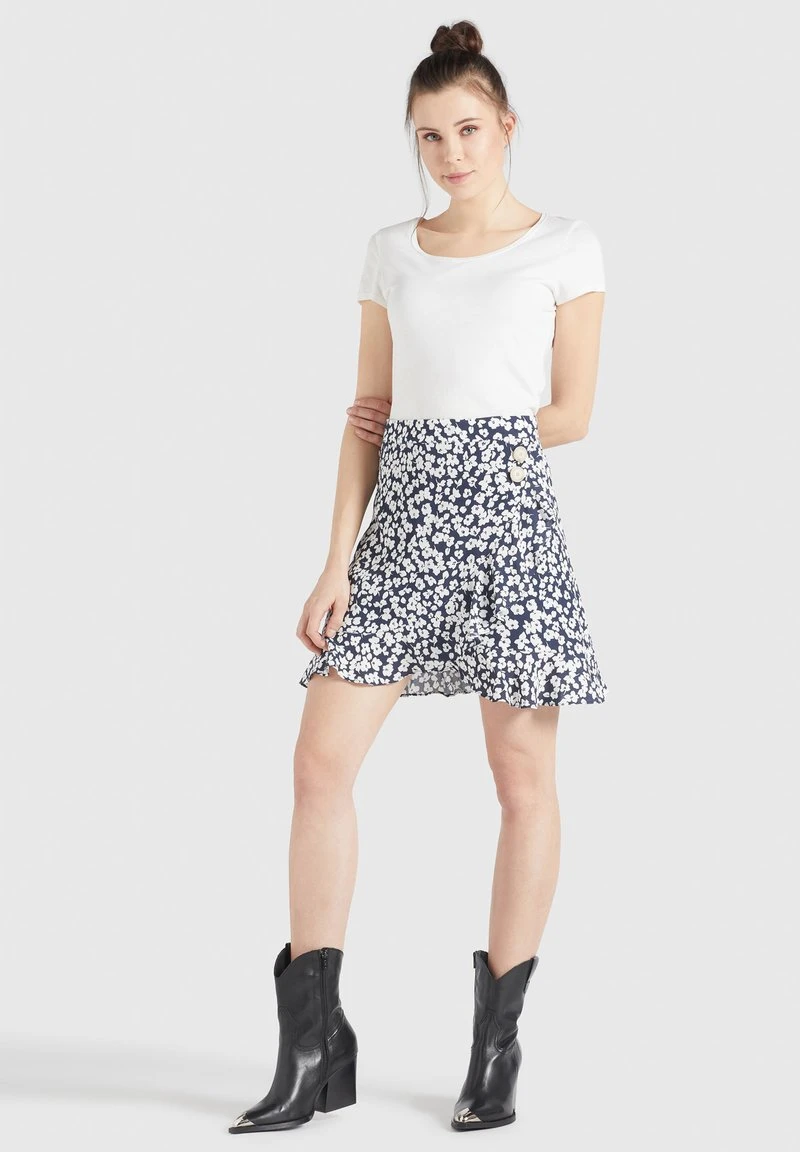 Khujo UNDINE - Falda Acampanada - Dunkelblau-weiß Geblümt, Mujer 2 Khujo UNDINE - Falda Acampanada - Dunkelblau-weiß Geblümt, Mujer - Imagen 2