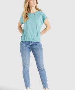 Khujo MARIKA - Camiseta Estampada - Aqua Meliert, Mujer -Ofertas KHUJO Tienda 9f63e4fe94d540f1af6b1255fd53019c