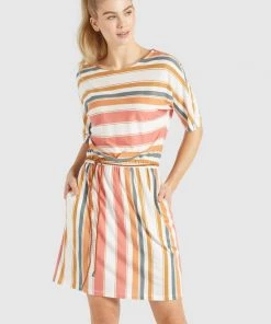 Khujo GABY - Vestido Ligero - Mehrfarbig Gestreift, Mujer