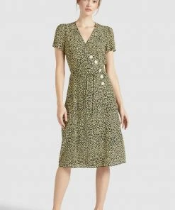 Khujo PORGY - Vestido Informal - Schwarz-gelb Geblümt, Mujer