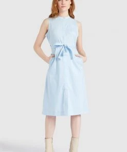 Khujo THERES - Vestido Camisero - Hellblau, Mujer
