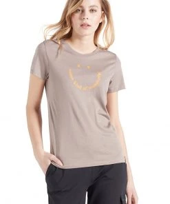 Khujo FRANCESCA SMILE - Camiseta Estampada - Graubraun, Mujer